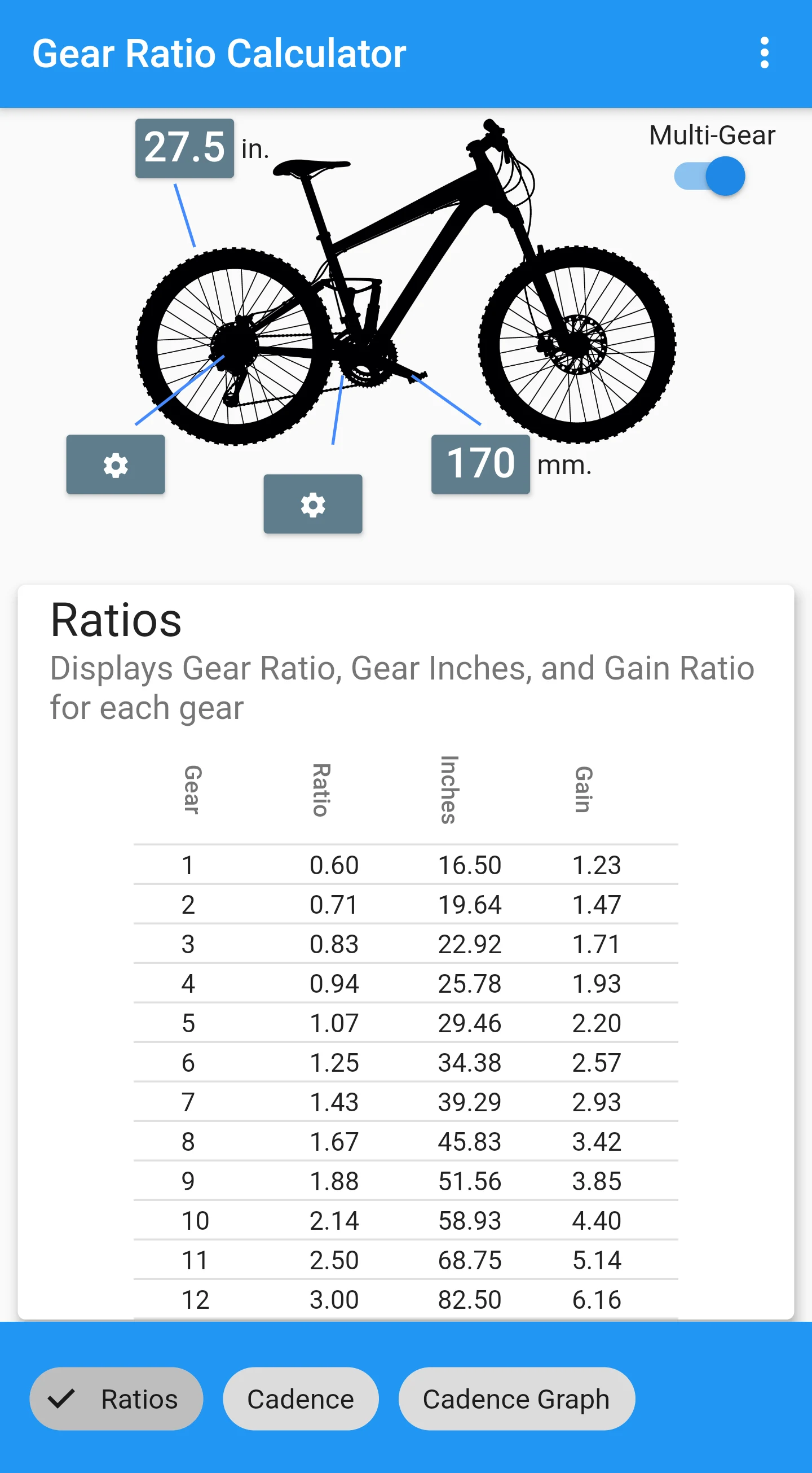 MTB Gear Ratio screenshot